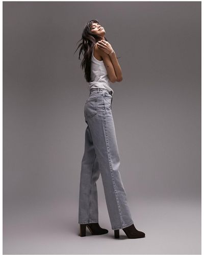 TOPSHOP Straight Kort Jeans - Grey