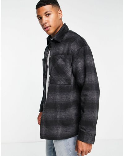 Jack & Jones Originals - giacca con tasche nera a quadri effetto lana - Grigio