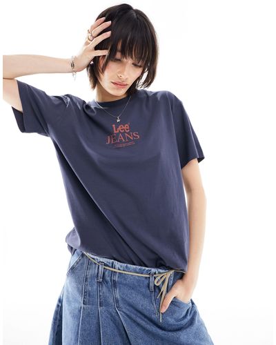 Lee Jeans Camiseta con logo en el pecho - Azul