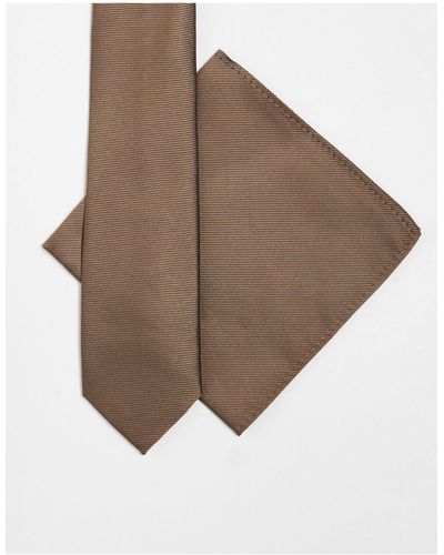 ASOS Ensemble cravate et carré - Marron
