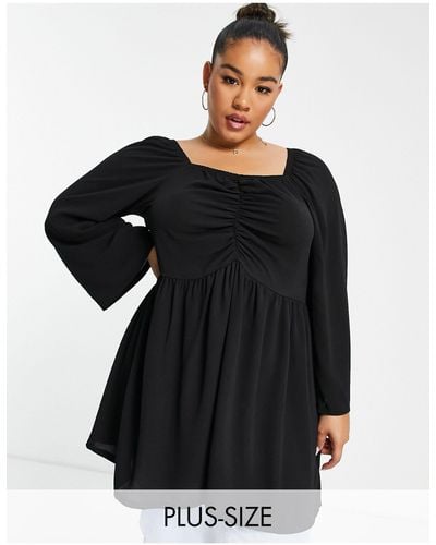 Yours Ruched Front Blouse - Black
