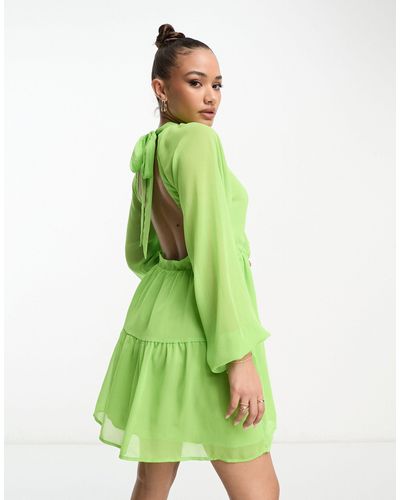 Collective The Label Backless Tiered Mini Dress - Green