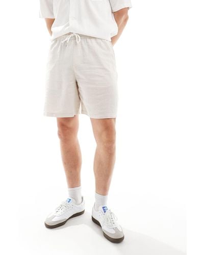 New Look Linen Blend Pull On Shorts - White