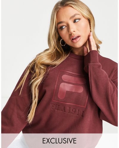 Fila Oversized Sweatshirt With Tonal Branding - Red