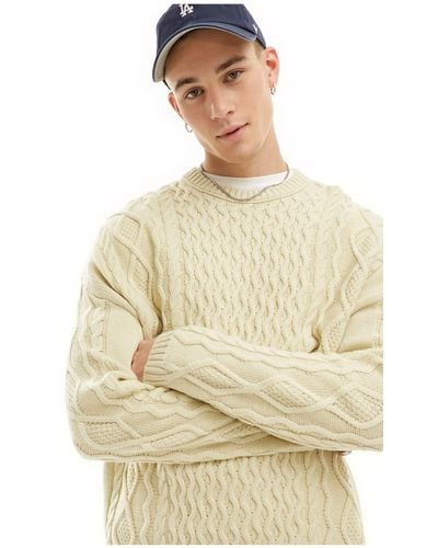 ASOS Oversized Slouchy Cable Knit Jumper - Natural