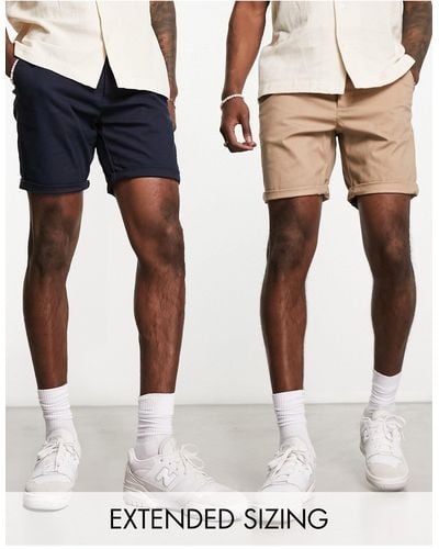 ASOS 2 Pack Slim Chino Shorts - Multicolour