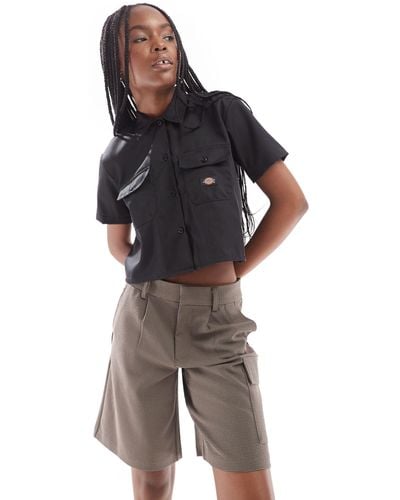 Dickies Cropped Work Shirt With Pockets - Black