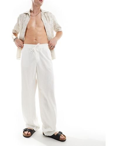 ASOS Wide Linen Trouser - White