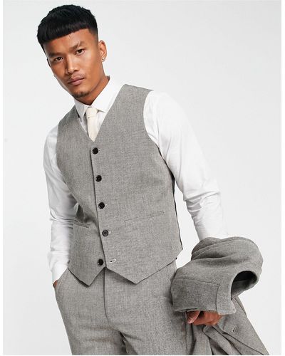 ASOS Super Skinny Wool Mix Suit Waistcoat - Gray