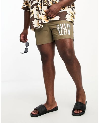 Calvin Klein Big & Tall Intense Power Swim Shorts - Natural