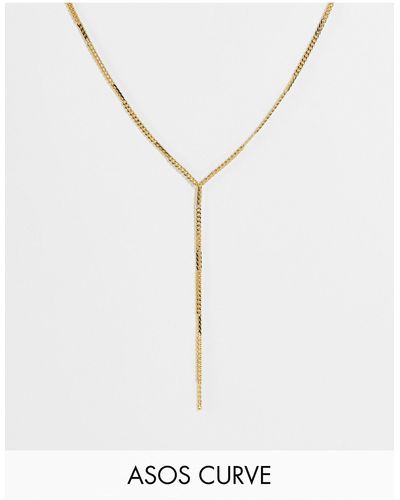 ASOS Asos Design Curve 14k Plated Lariat Necklace - Metallic