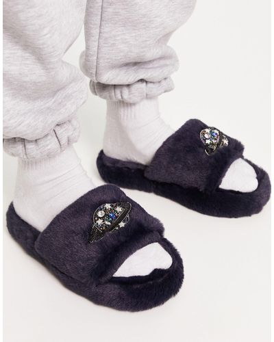 ASOS Pantuflas estilo sandalias con suela gruesa y detalle - Azul