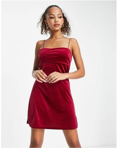 New Look 90s Velvet A-line Dress - Red