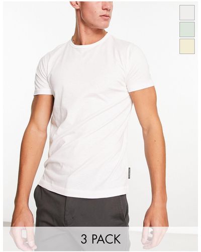 French Connection Confezione da 3 t-shirt girocollo color menta, limone e bianca - Bianco