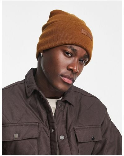 Abercrombie & Fitch Grand bonnet en maille avec empiècement logo - marron