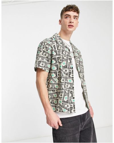 Santa Cruz Mako Dollar - Overhemd Met Korte Mouwen, Reverskraag En Bedekt Met Print - Wit