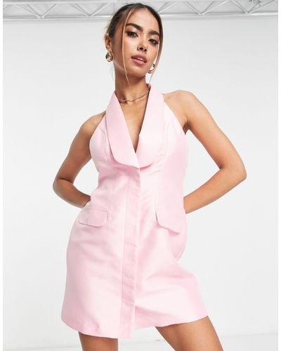 Miss Selfridge Halterneck Tuxedo Mini Dress - Pink