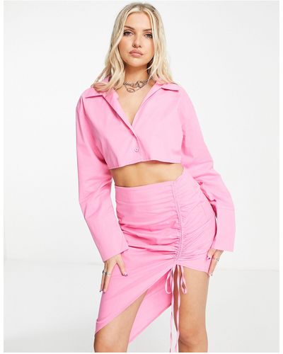 Public Desire Crop Shirt Co-ord - Pink