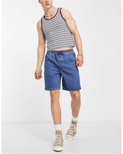 Reclaimed (vintage) Inspired - Denim Shorts Met Elastische Taille - Blauw