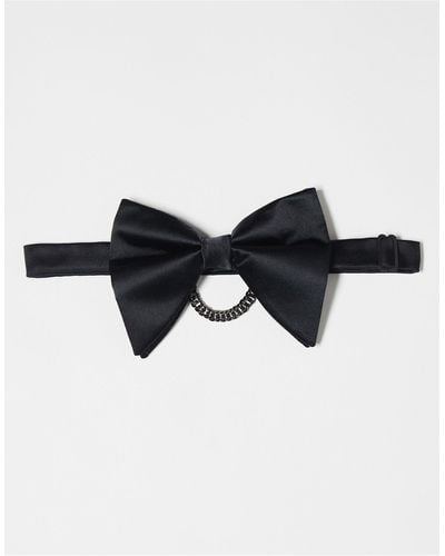 ASOS Satin Bow Tie With Chain - Black