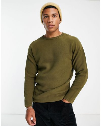 SELECTED Ribbed Crew Neck Knitted Sweater - Green