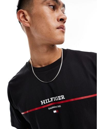 Tommy Hilfiger Stripe Logo T-shirt - Black