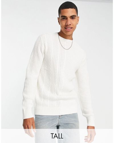 Le Breve Tall Split Jacquard Knit Sweater - White