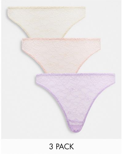 Monki 3 Pack Lace Thongs - Multicolour