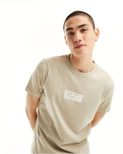 Calvin Klein T-shirt grigio talpa con logo centrale piccolo - Neutro