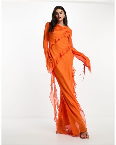 DASKA Robe longue à volants - Orange