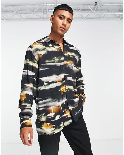 River Island Feestoverhemd Met Lange Mouwen En Vlekkenprint - Wit