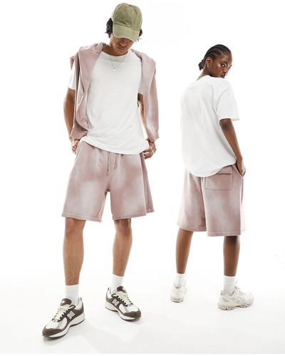 ASOS Unisex Co-ord Oversized Shorts With Raw Hem - White