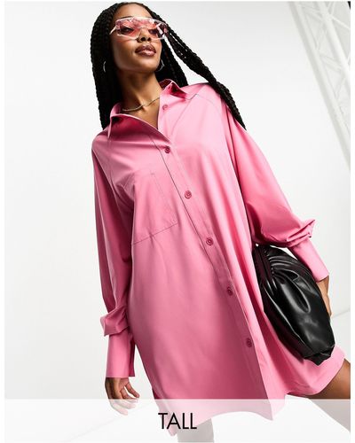 Threadbare Tall – sheila – mini-hemdblusenkleid - Pink