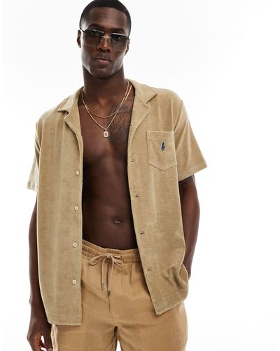 Polo Ralph Lauren – leichtes hemd aus frottee-baumwolle - Natur