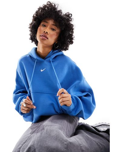Nike Sweat à capuche court ultra oversize en polaire avec petit logo virgule - ciel - Bleu