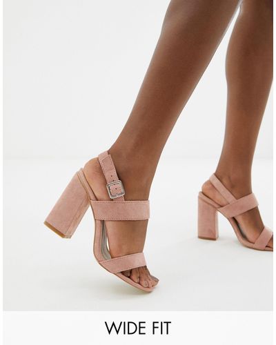 Raid Wide Fit Shania Blush Block Heeled Sandals - Natural