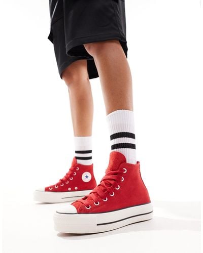 Converse Lift Trainers With Chunky Laces - Red