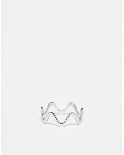 ASOS Asos Design Curve Waterproof Stainless Steel Wave Ring - White