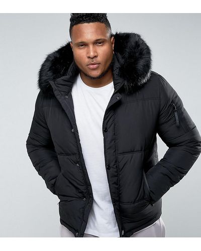 Sixth June Puffer Jacket In Black With Faux Fur Hood Exclusive To Asos