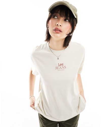 Lee Jeans T-shirt avec logo sur la poitrine - écru - Blanc