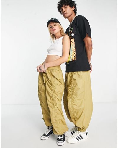 Reclaimed (vintage) Unisex Parachute Cargo Trouser With Ruching - Metallic