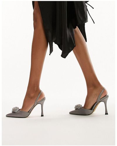 TOPSHOP Camilla Embellished Heeled Court Shoe - Black