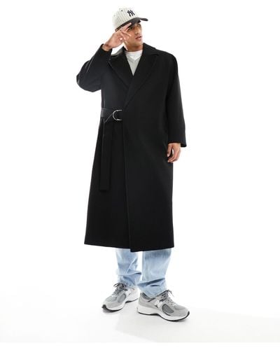 ASOS Oversized Wool Look Overcoat - Black