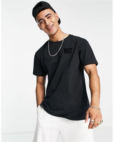 BOY London Camiseta negra con logo flocado hemus - Negro
