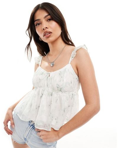 Hollister Chiffon Babydoll On And Off The Shoulder Top - White
