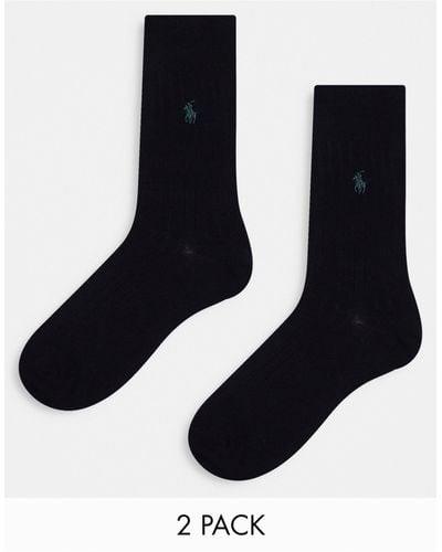 Polo Ralph Lauren 2 Pack Egyptian Cotton Rib Socks - Black