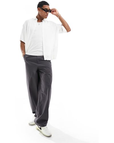 Armani Exchange Logo Button Through Short Sleeve Boxy Fit Jersey Shirt - White