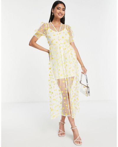 Never Fully Dressed Embroidered Daisy Maxi Dress - Yellow
