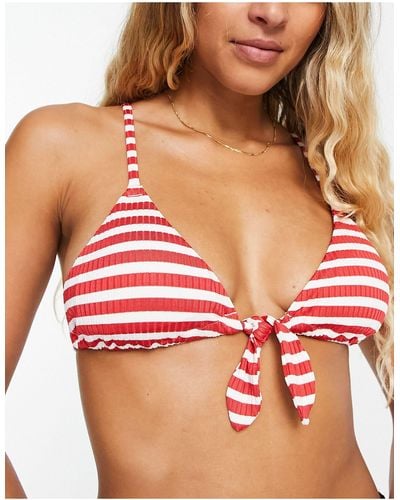 & Other Stories Top bikini a triangolo a righe - Rosso
