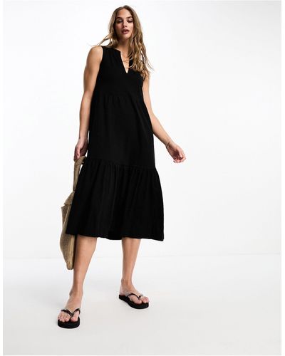 Whistles Mouwloze Midi-jurk Van Jersey Met Stroken - Zwart